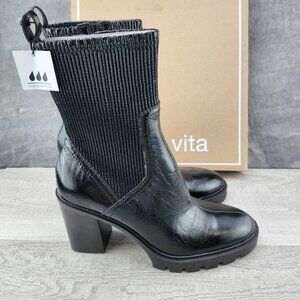 Dolce Vita Marni H20 Boots Women 9.5 Black Mid Calf Heeled Waterproof  NIB